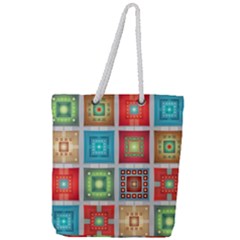 Tiles Pattern Background Colorful Full Print Rope Handle Tote (large) by Wegoenart