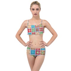 Tiles Pattern Background Colorful Layered Top Bikini Set