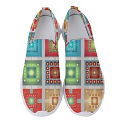 Tiles Pattern Background Colorful Women s Slip On Sneakers