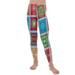 Tiles Pattern Background Colorful Kids  Lightweight Velour Leggings