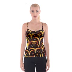 Stylised Horns Black Pattern Spaghetti Strap Top by Wegoenart