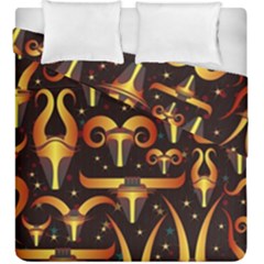 Stylised Horns Black Pattern Duvet Cover Double Side (king Size) by Wegoenart