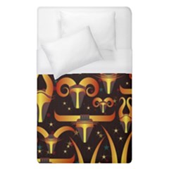 Stylised Horns Black Pattern Duvet Cover (single Size) by Wegoenart