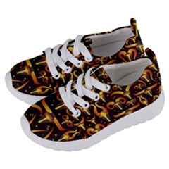 Stylised Horns Black Pattern Kids  Lightweight Sports Shoes by Wegoenart