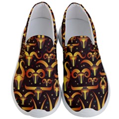 Stylised Horns Black Pattern Men s Lightweight Slip Ons by Wegoenart