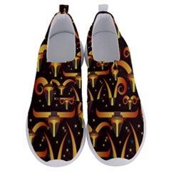 Stylised Horns Black Pattern No Lace Lightweight Shoes