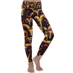 Stylised Horns Black Pattern Kids  Lightweight Velour Classic Yoga Leggings