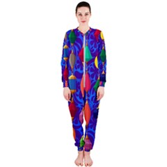 Colorful Background Stones Jewels Onepiece Jumpsuit (ladies)  by Wegoenart