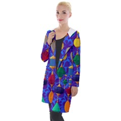 Colorful Background Stones Jewels Hooded Pocket Cardigan