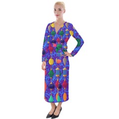 Colorful Background Stones Jewels Velvet Maxi Wrap Dress