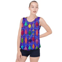 Colorful Background Stones Jewels Bubble Hem Chiffon Tank Top