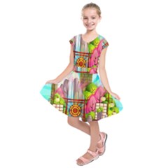 Zen Garden Japanese Nature Garden Kids  Short Sleeve Dress by Wegoenart