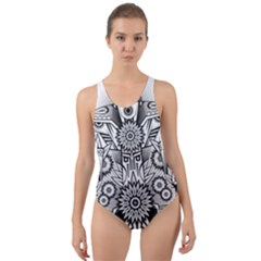 Forest Patrol Tribal Abstract Cut-out Back One Piece Swimsuit by Wegoenart