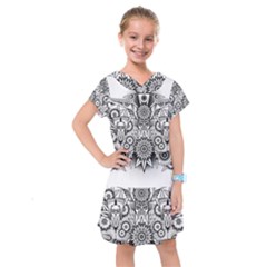 Forest Patrol Tribal Abstract Kids  Drop Waist Dress by Wegoenart