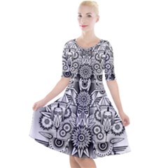 Forest Patrol Tribal Abstract Quarter Sleeve A-line Dress by Wegoenart