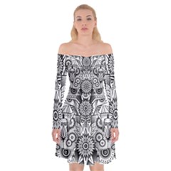 Forest Patrol Tribal Abstract Off Shoulder Skater Dress by Wegoenart