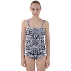 Forest Patrol Tribal Abstract Twist Front Tankini Set by Wegoenart