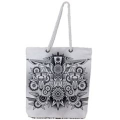 Forest Patrol Tribal Abstract Full Print Rope Handle Tote (large) by Wegoenart