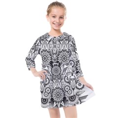 Forest Patrol Tribal Abstract Kids  Quarter Sleeve Shirt Dress by Wegoenart