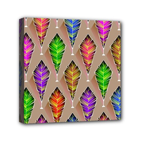 Abstract Background Colorful Leaves Mini Canvas 6  X 6  (stretched) by Wegoenart