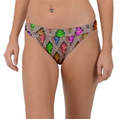 Abstract Background Colorful Leaves Band Bikini Bottom