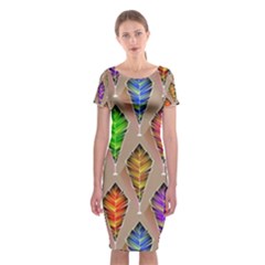 Abstract Background Colorful Leaves Classic Short Sleeve Midi Dress by Wegoenart