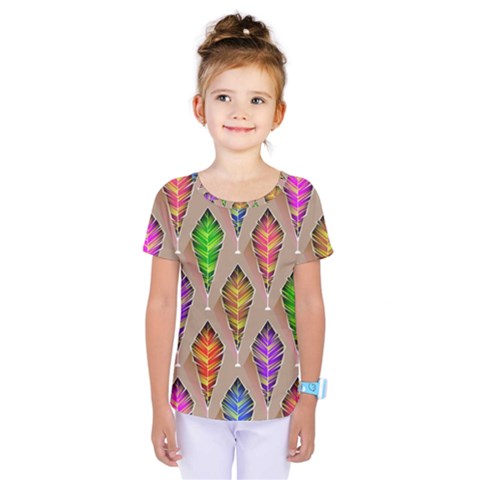 Abstract Background Colorful Leaves Kids  One Piece Tee by Wegoenart