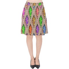 Abstract Background Colorful Leaves Velvet High Waist Skirt by Wegoenart