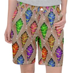 Abstract Background Colorful Leaves Pocket Shorts