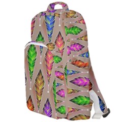 Abstract Background Colorful Leaves Double Compartment Backpack