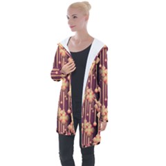 Seamless Pattern Pattern Longline Hooded Cardigan