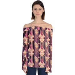 Seamless Pattern Pattern Off Shoulder Long Sleeve Top