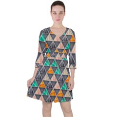 Abstract Geometric Triangle Shape Ruffle Dress