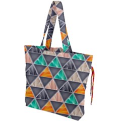 Abstract Geometric Triangle Shape Drawstring Tote Bag by Wegoenart