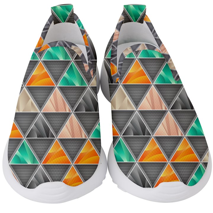 Abstract Geometric Triangle Shape Kids  Slip On Sneakers