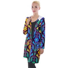 Pattern Background Bright Blue Hooded Pocket Cardigan by Wegoenart