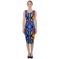 Pattern Background Bright Blue Sleeveless Pencil Dress