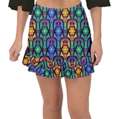 Pattern Background Bright Blue Fishtail Mini Chiffon Skirt