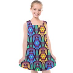 Pattern Background Bright Blue Kids  Cross Back Dress