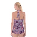 Background Floral Flower Stylised Boyleg Halter Swimsuit  View2