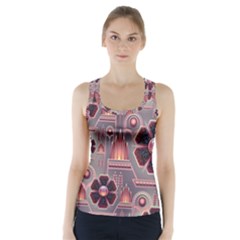 Background Floral Flower Stylised Racer Back Sports Top by Wegoenart