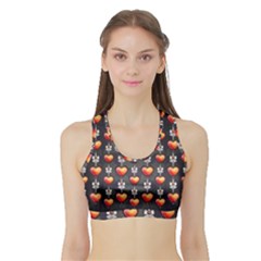 Love Heart Background Sports Bra With Border by Wegoenart