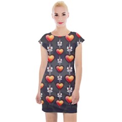 Love Heart Background Cap Sleeve Bodycon Dress