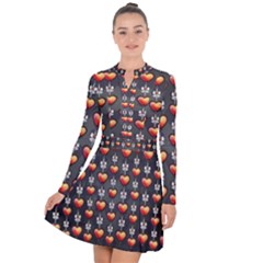 Love Heart Background Long Sleeve Panel Dress by Wegoenart