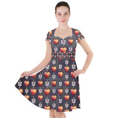 Love Heart Background Cap Sleeve Midi Dress by Wegoenart