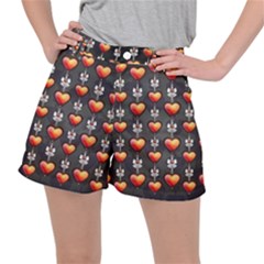 Love Heart Background Stretch Ripstop Shorts