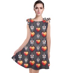 Love Heart Background Tie Up Tunic Dress