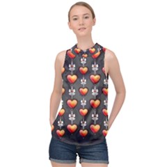 Love Heart Background High Neck Satin Top