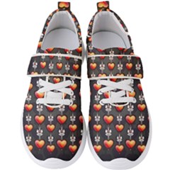 Love Heart Background Men s Velcro Strap Shoes