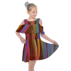 Abstract Background Colorful Kids  Shoulder Cutout Chiffon Dress